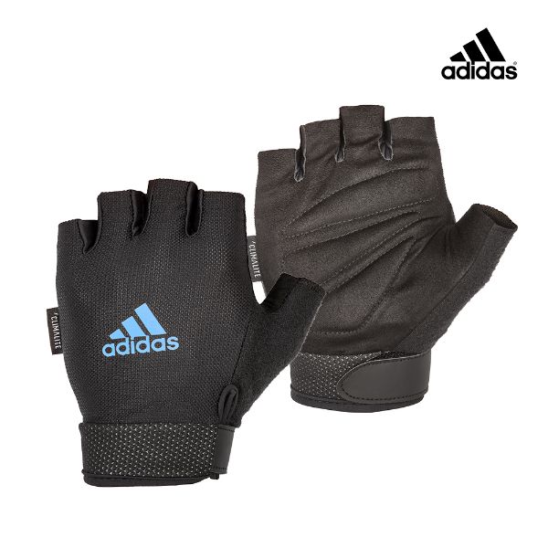 圖片 Adidas 可調式透氣短指訓練手套-藍(M-L)