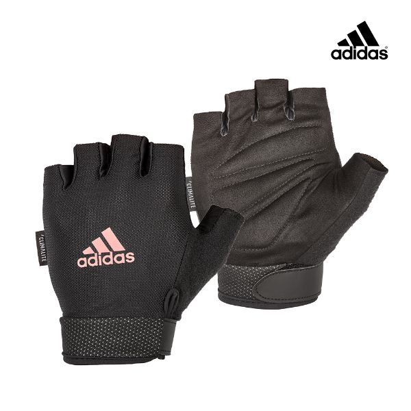 圖片 Adidas 可調式透氣短指訓練手套-粉(S-L)