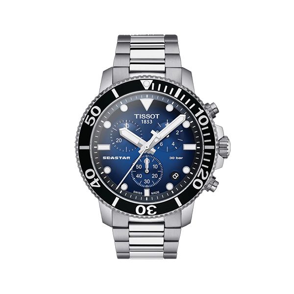 圖片 原廠代理店 SEASTAR 1000 海星石英三眼計時手錶  T120.417.11.041.01 漸層藍