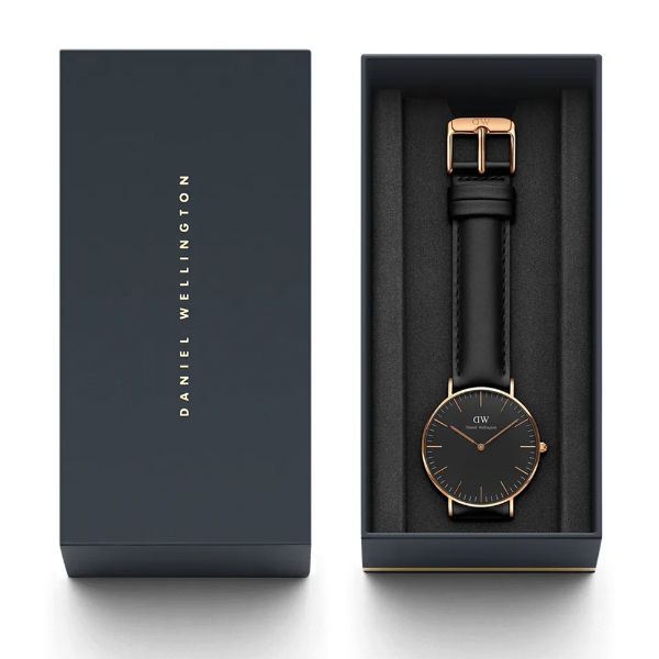 圖片 Daniel Wellington DW00100139 36mm 黑色真皮皮革錶 DW錶