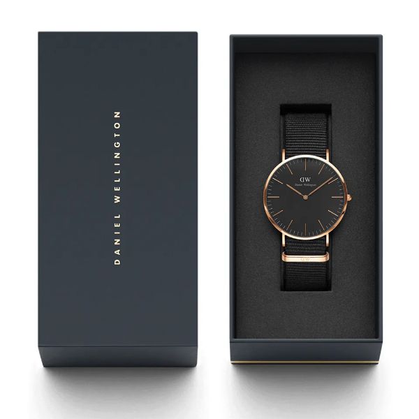 圖片 Daniel Wellington DW00100148 40mm 黑色織紋帶腕錶 DW錶