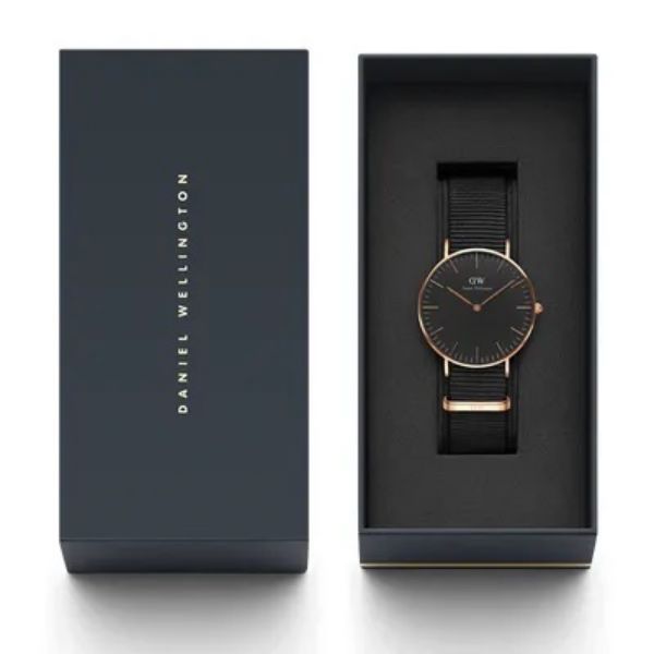 圖片 Daniel Wellington DW00100150 36mm 黑色織紋帶腕錶 DW錶