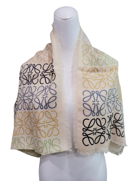 圖片 LOEWE 品牌logo ANAGRAM LINES 羊毛和羊絨圍巾 F603253/X019965