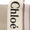 圖片 Chloe 小款皮革飾邊絲帶棉質 Woody 包 粉色附有肩帶《2024 季度新品》