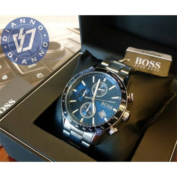 圖片 帝安諾-BOSS 男錶 精鋼錶帶 石英手錶 三眼錶面 日期 銀色 44mm 1513510