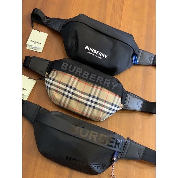 圖片 Burberry 經典字母款 格紋款 男生 男款 胸包 腰包 現貨