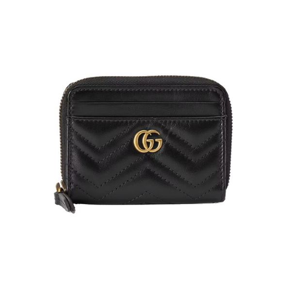 圖片 GUCCI 雙G GG MARMONT系列 黑色真皮拉鍊卡片夾 671772DTDHT1000
