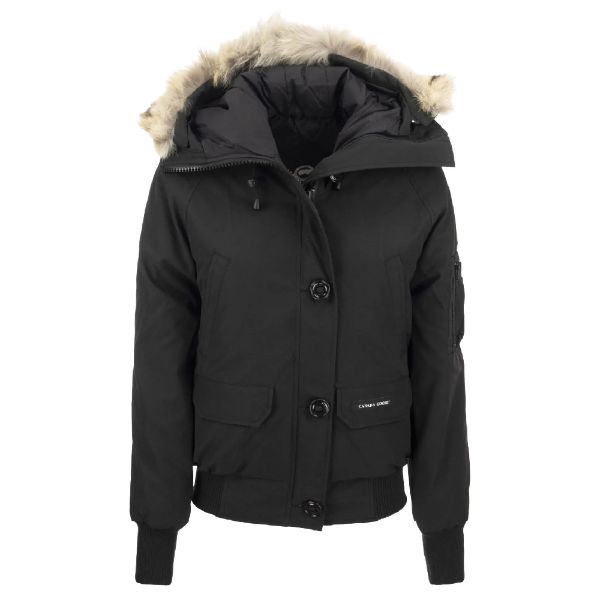 圖片 CANADA GOOSE 女款 Chilliwack Bomber系列 黑LOGO 黑色連帽外套M號    7999L 61
