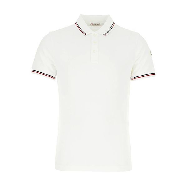 圖片 MONCLER 男款 領子文字 左臂品牌LOGO 短袖POLO衫 白色S號  8A0001284556 001