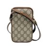 圖片 Gucci GG logo 二合一拉鍊直式斜背手機包(700959-棕)