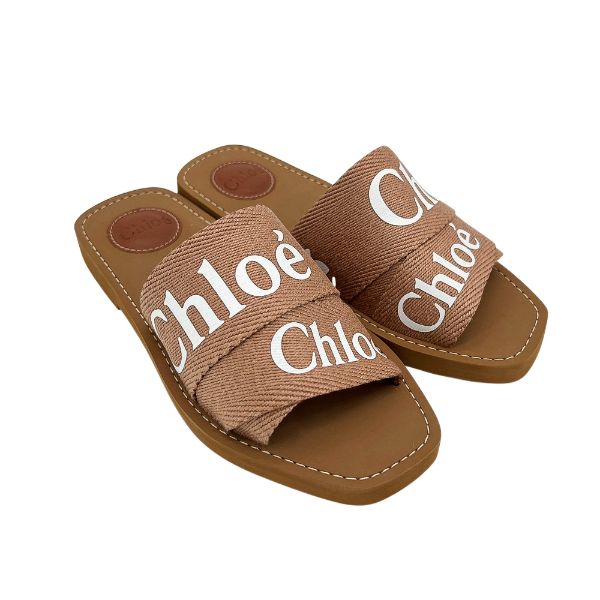 圖片 Chloe Woody 標誌織帶平底拖鞋/涼鞋(粉色)