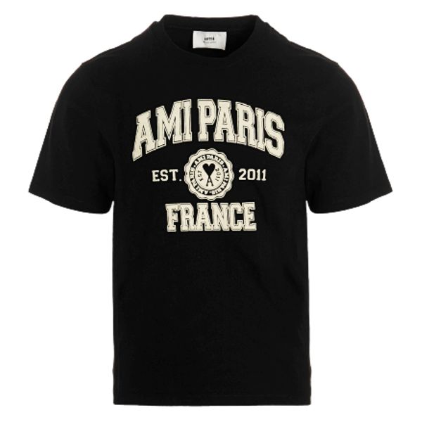圖片 AMI PARIS 男款 純棉短袖T恤 黑色L號  HTS010702 001