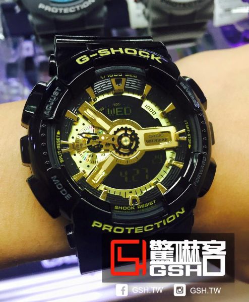 圖片 G-SHOCK 指針數位雙顯運動錶 -黑金 GA-110GB-1A