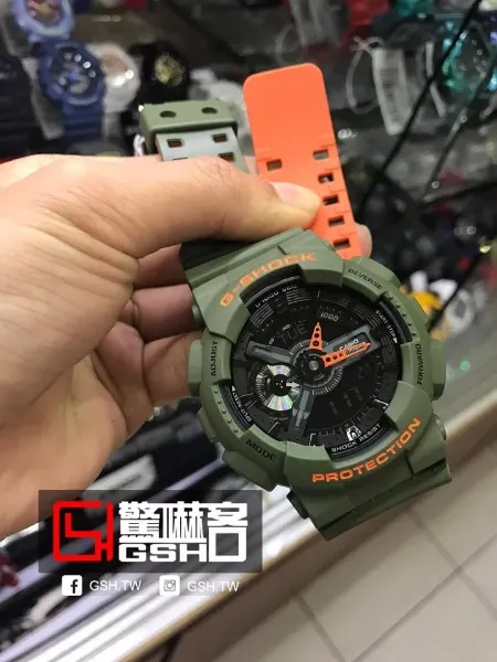圖片 G-SHOCK 指針數位雙顯運動錶 - 綠橘配色 GA-110LN-3A