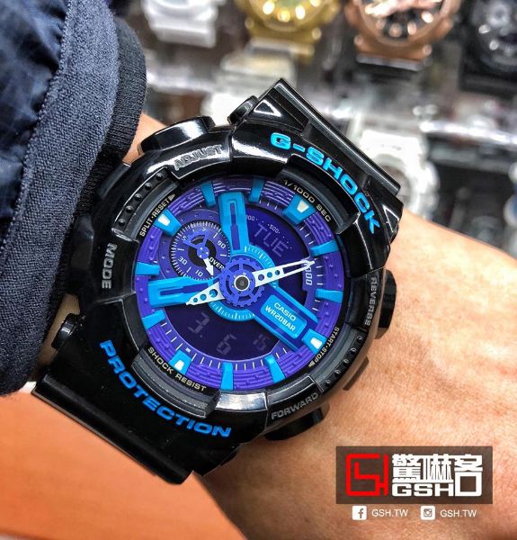 圖片 G-SHOCK 指針數位雙顯運動錶 - 黑藍紫 GA-110HC- 1A