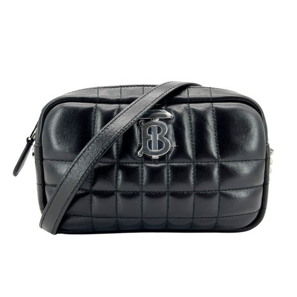 圖片 Burberry Lola 銀logo绗缝羊皮迷你斜背相機包(8064854-黑)