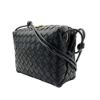 圖片 Bottega Veneta 經典小號寬編織皮革斜背包(680255-黑)