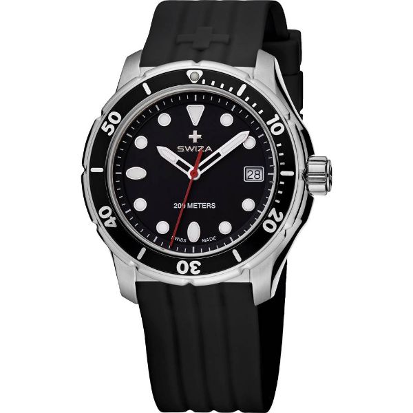 圖片 【Swiza】瑞莎 WAT.0431.1003 泰迪斯系列潛水石英女錶 矽膠錶帶 黑 35MM