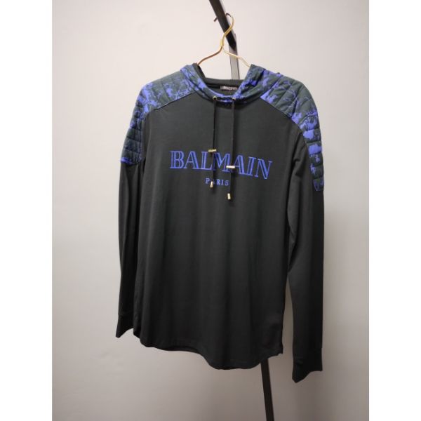 圖片 BALMAIN 黑底藍字體大學帽T