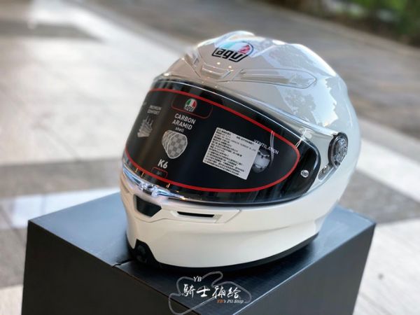AGV K-6 素色WHITE 白全罩安全帽亞洲版K6 碳纖維複合纖維-zingala商店