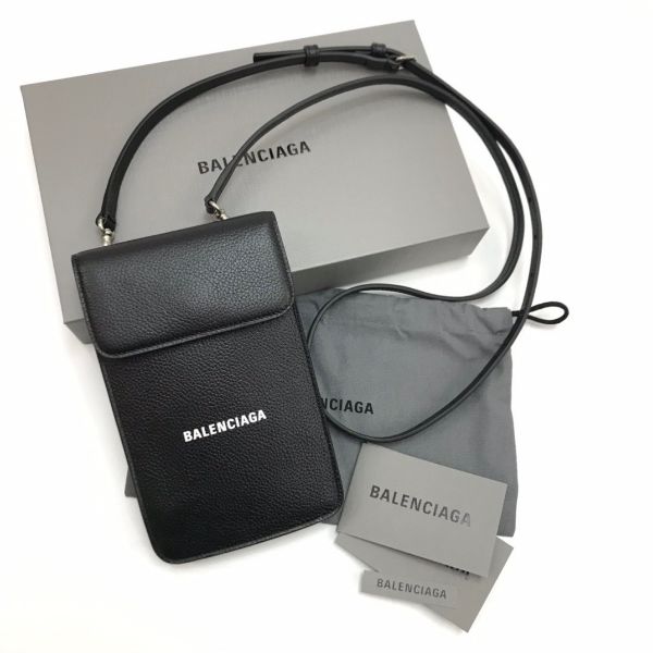 圖片 Balenciaga 640536 黑色小牛皮證件及手機掛包