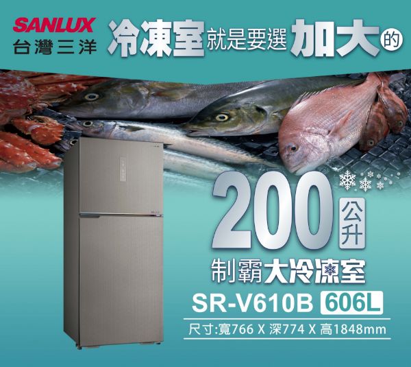 圖片 SANLUX台灣三洋606公升一級直流變頻雙門電冰箱 SR-V610B