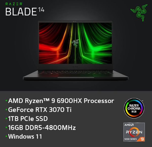 圖片 雷蛇Razer BLADE 14-R9-6900HX ∥ RTX3070 Ti ∥ 1TB