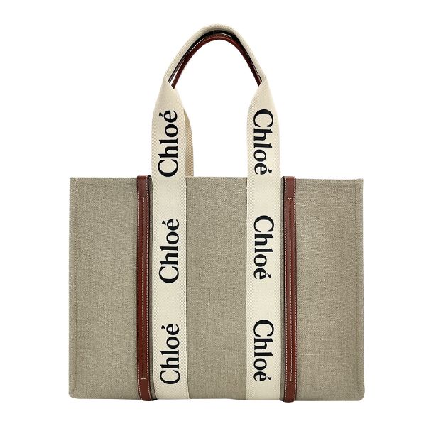圖片 Chloe Woody 帆布大型托特包(咖)