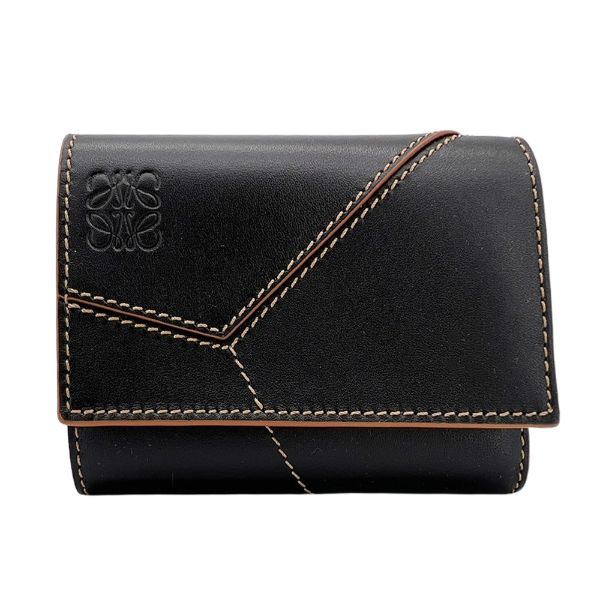 圖片 Loewe Puzzle 滑面牛皮零錢袋三折短夾(黑)