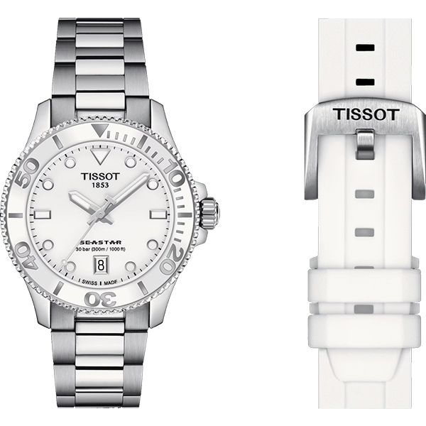 圖片 原廠代理店TISSOT SEASTAR 1000 海星女錶 附贈膠帶一條 T120.210.11.011.00 白面