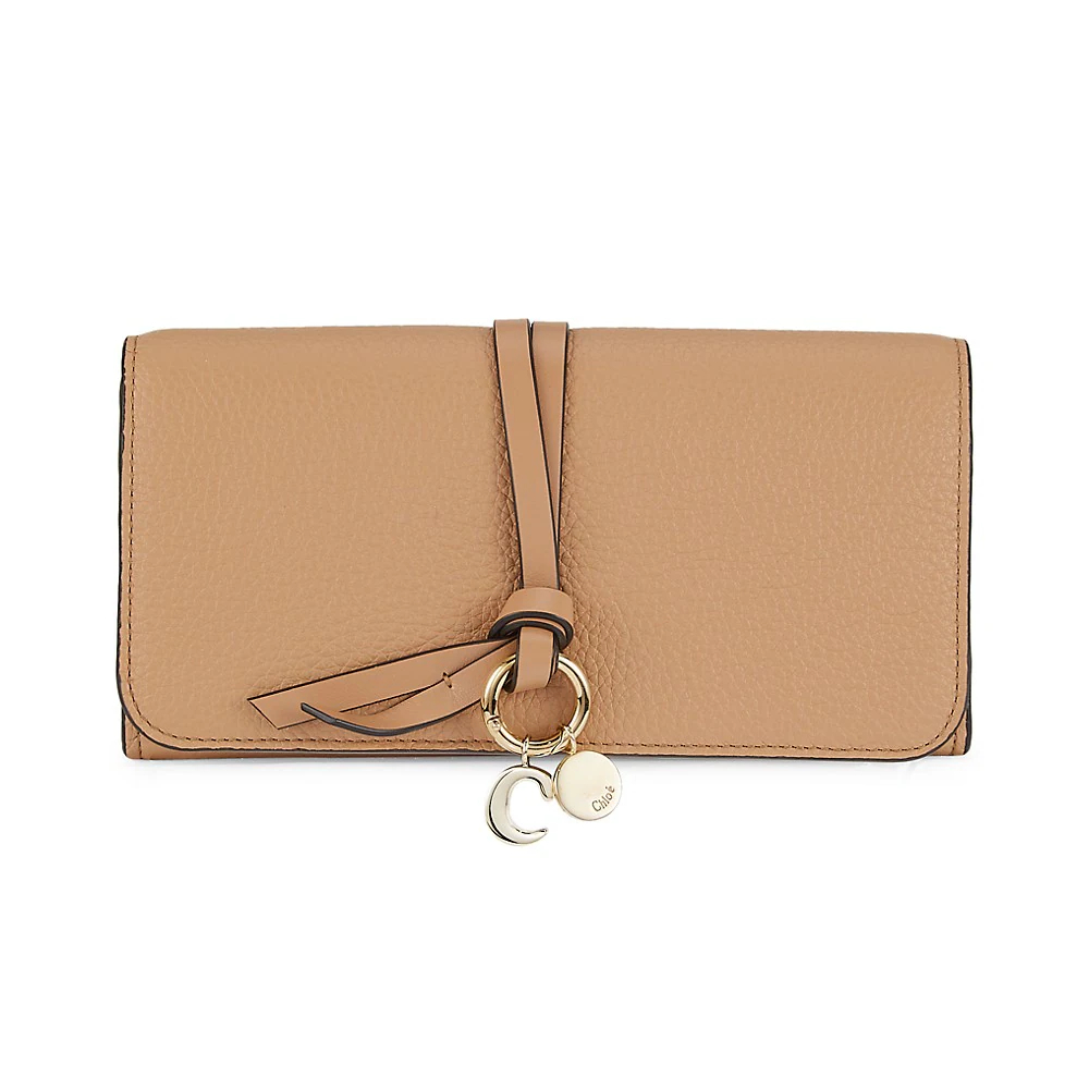 Chloe’ 蔻依 ALPHABET 小牛皮雙折長夾錢包 淺褐色 C21WP942F57 26X