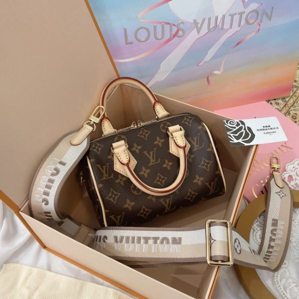 圖片  LOUIS VUITTON SPEEDY 波士頓 20cm 奶茶色背帶