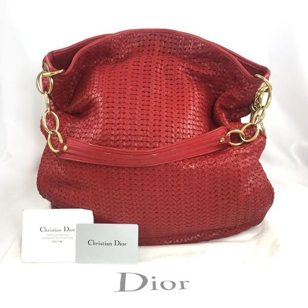 圖片 【雪曼國際精品】Christian Dior 皮革編織側背購物包~二手商品9成新