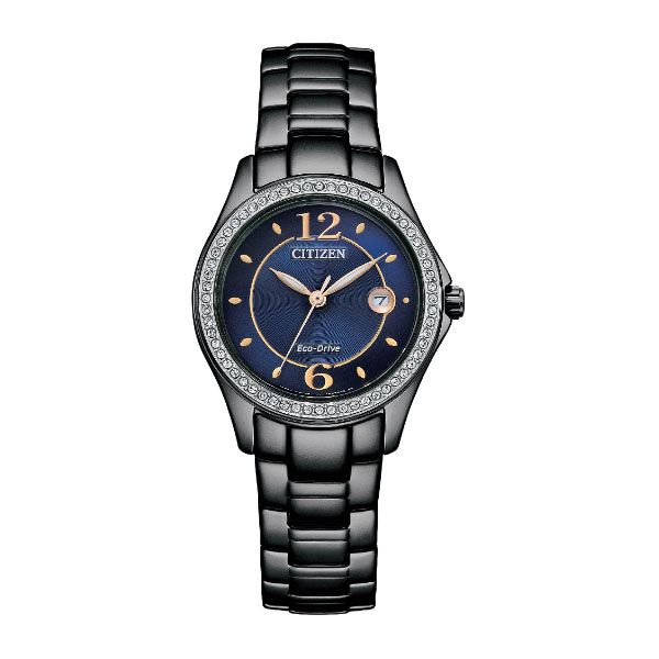 圖片 CITIZEN 原廠公司貨 簡約三針優雅女錶 FE1255-84L黑x藍