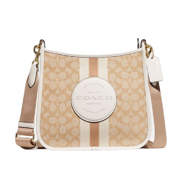 圖片 COACH 雙C大LOGO 斜背包/文件包 淺卡其+白色 195031575174