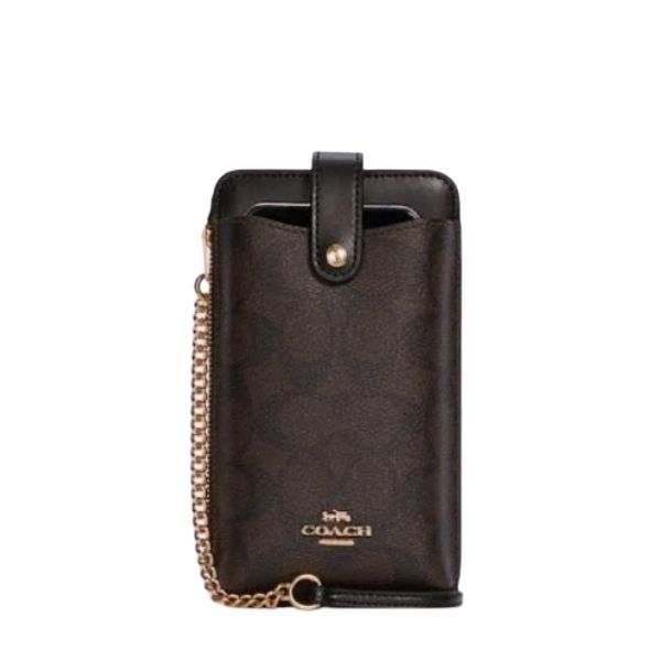 圖片 COACH 雙C大LOGO 手機包 深棕+黑色 195031387906