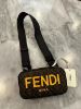 圖片 Fendi 7M0286 皮革和 FF 織物相機包 棕色