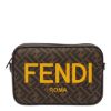 圖片 Fendi 7M0286 皮革和 FF 織物相機包 棕色