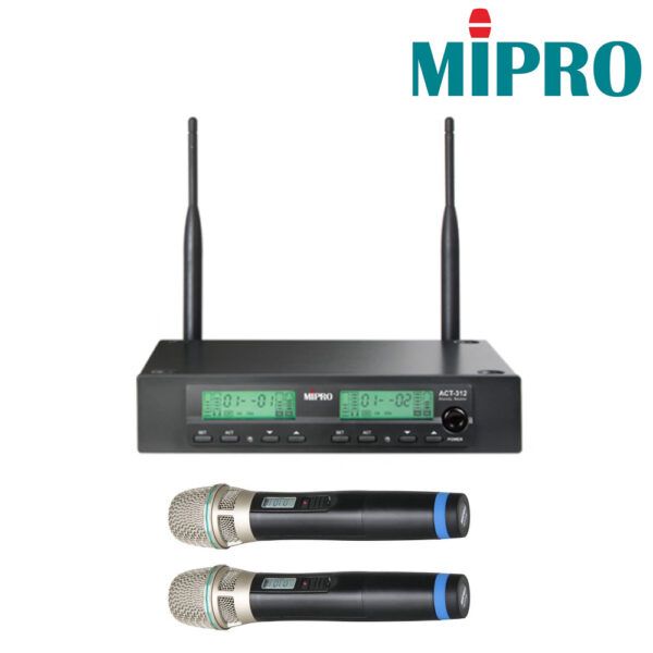圖片 【MIPRO】ACT-312/ACT-32H*2(三段式) 類比半U窄頻雙頻道接收機+無線麥克風組