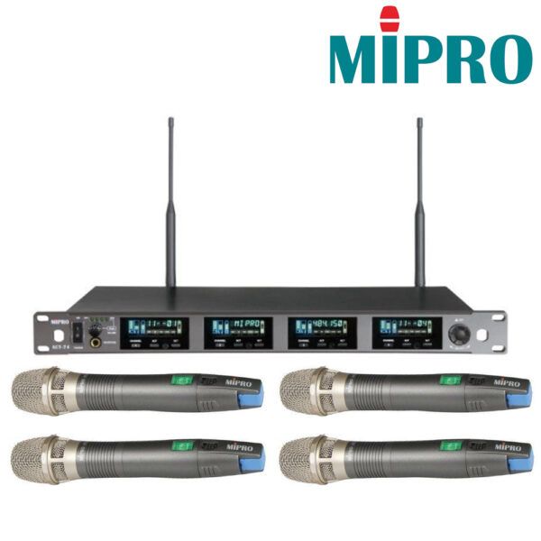 圖片 【MIPRO】ACT-74/ACT-70H ACT-VFD 寬頻四頻道純自動選訊無線麥克風系統 (四頻道純自動選訊接收機+手持麥克風四支)