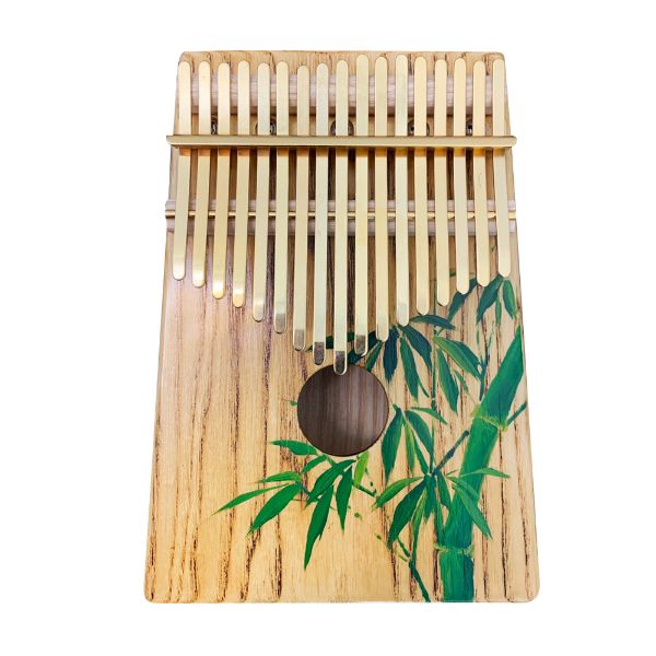 圖片 生漆文創藝術卡林巴琴-竹 (ASH實木/金色鋼片) 附調音器 拇指琴聲 壓克力架