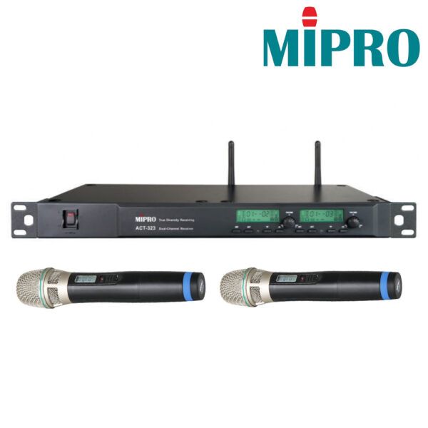 圖片 【MIPRO】ACT-323/ACT32H(雙頻道接收機+手持麥克風兩支) 1U 2CH 模組化自動選訊無線麥克風系統