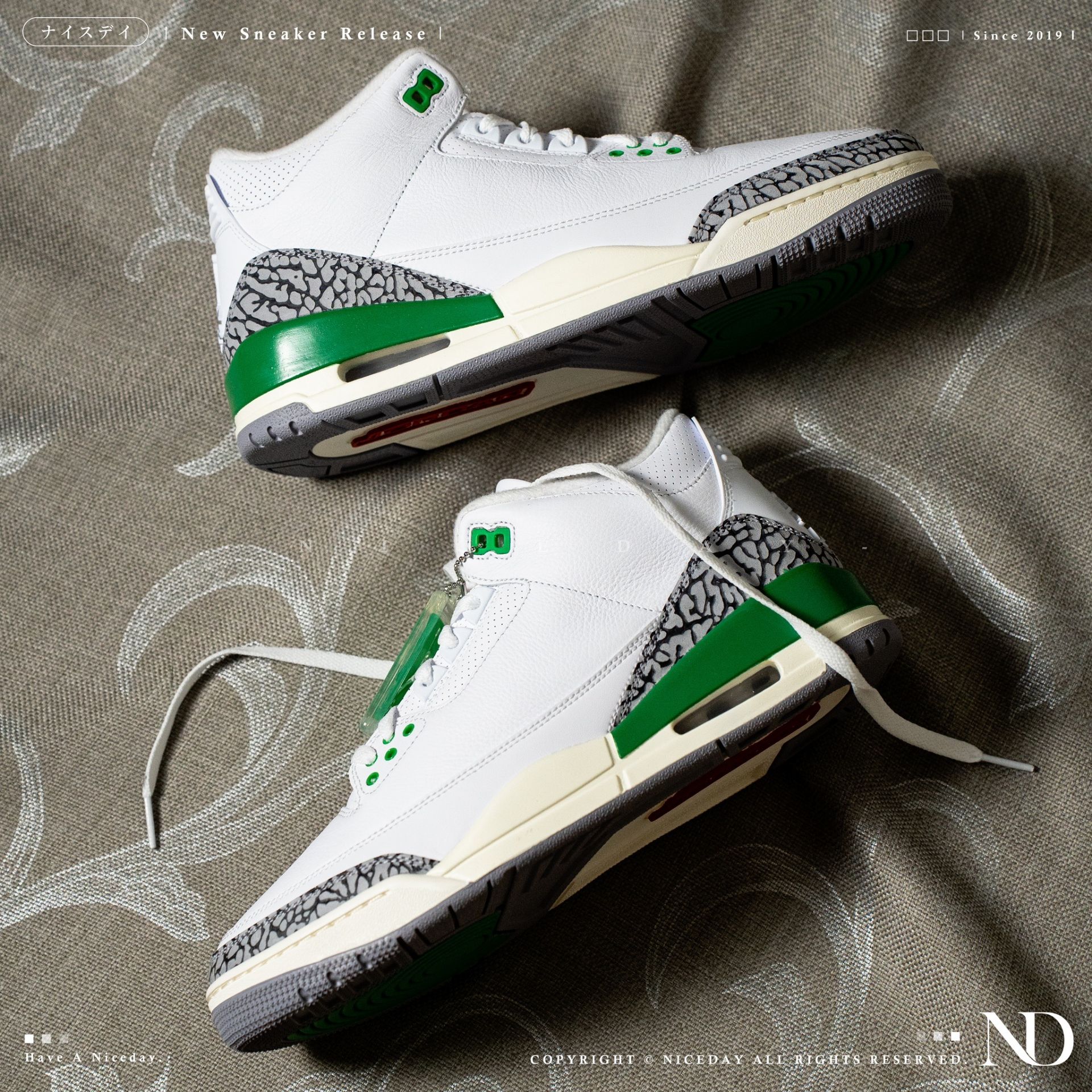 NICEDAY 現貨Air Jordan 3 Lucky Green 幸運草男女鞋CK9246-136