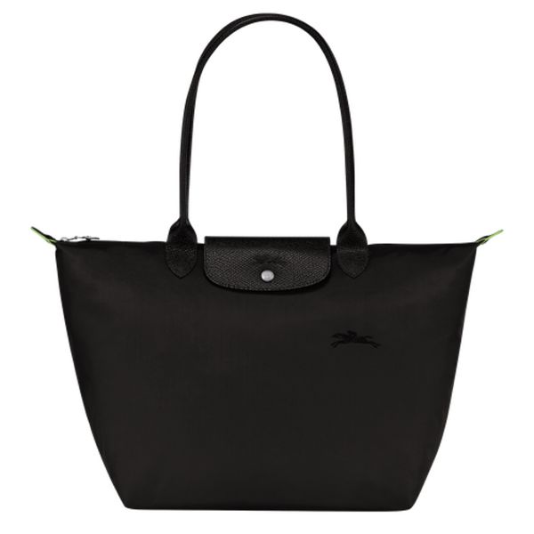 圖片 LONGCHAMP 經典基本款 長把手折疊肩揹包L號 黑色 L1899919 001