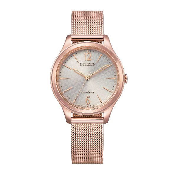 圖片 CITIZEN 星辰錶 簡約數字米蘭帶腕錶 EM0508-80X 白X玫瑰金