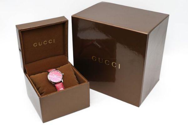 圖片 GUCCI 精品女錶 G-Timeless 紅 珍稀蜥蜴皮 手錶 錶徑29MM #42001