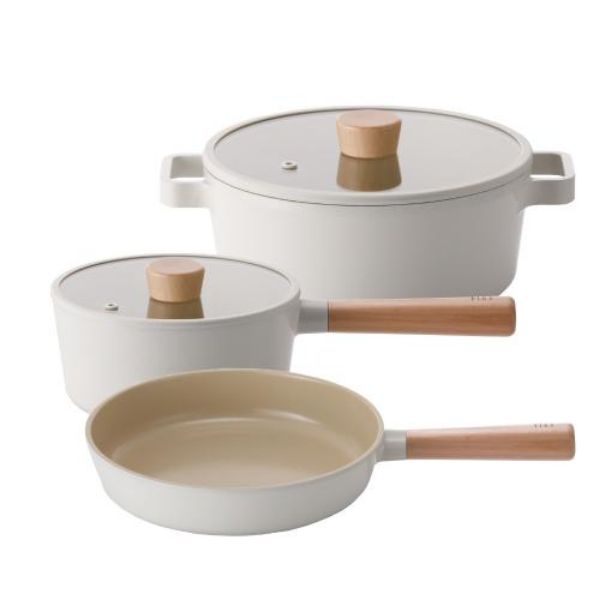 圖片 韓國 NEOFLAM FIKA系列 鑄造3鍋組(雙耳湯鍋+單柄湯鍋+平底鍋)-白《WUZ屋子》Z-36-EK-FG-C22+S18+F28