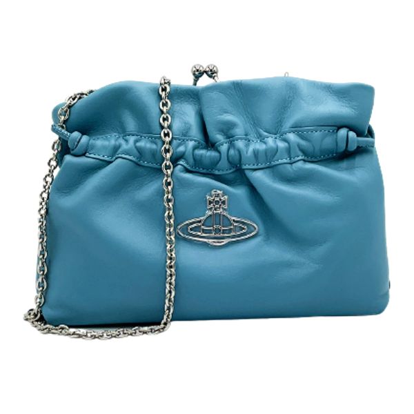 圖片 Vivienne Westwood EVA 小號 皮革手拿包/斜背包 藍色  4402009A/L001LK407