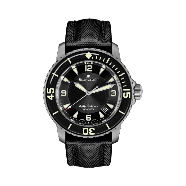 圖片 【BLANCPAIN】寶珀 五十噚系列 FIFTY FATHOMS 潛水錶 鈦金屬 黑面 帆布錶帶 45mm