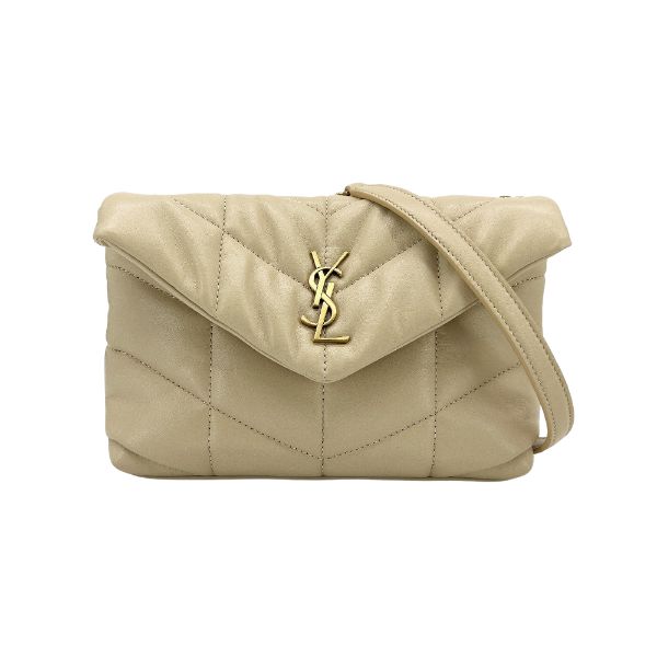 圖片 Ysl Puffer 羊皮金logo斜背包-mini(620333-裸色)